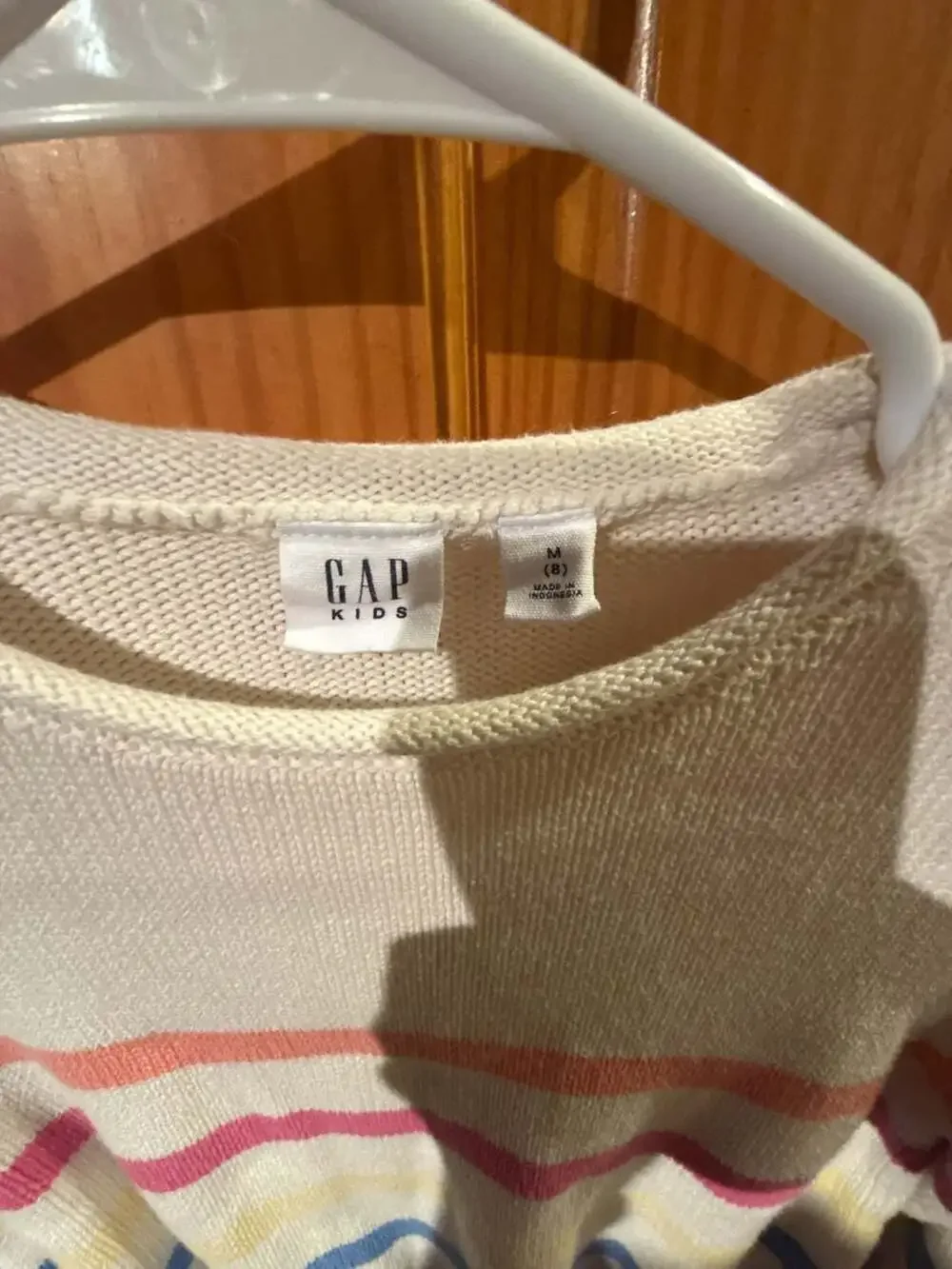 Gap Kids Cream Multi-Color Striped Long Sleeve Crewneck Sweater